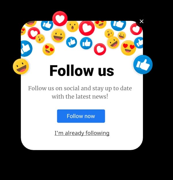 Social media follow popup