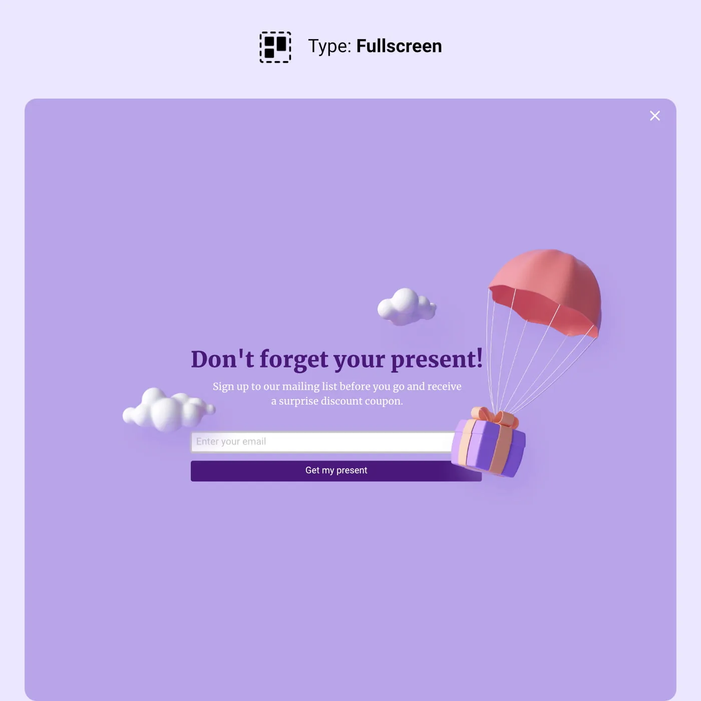 Fullscreen popup