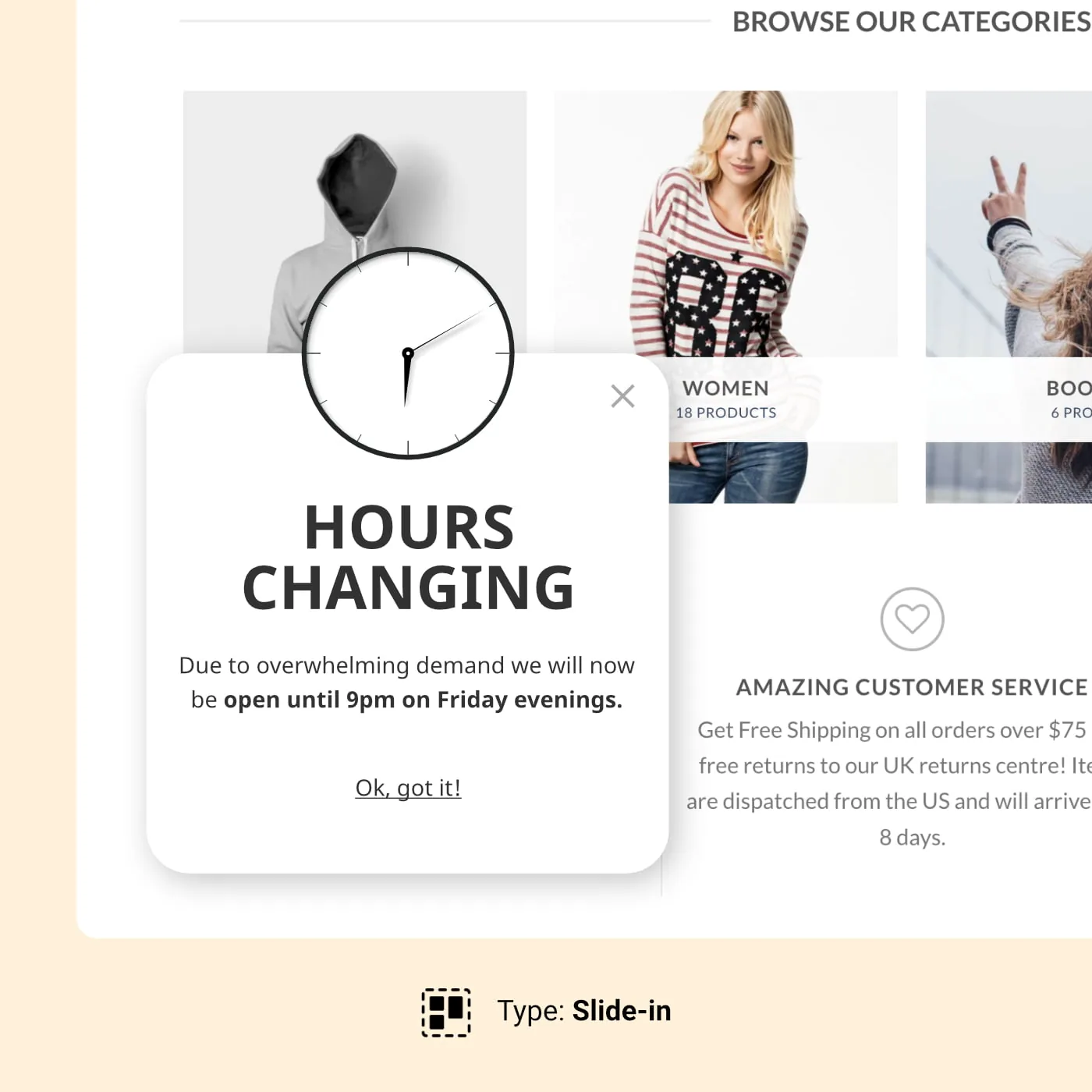 Slide-in popup