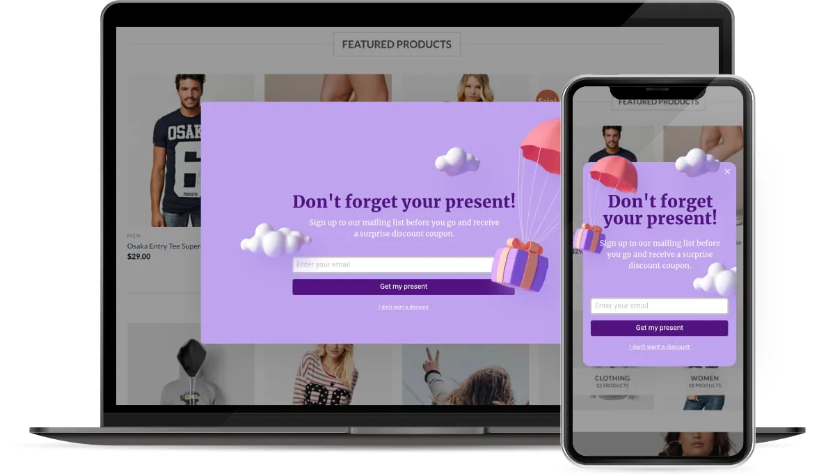 Mobile-first exit-prevention popup for cart abandonment
