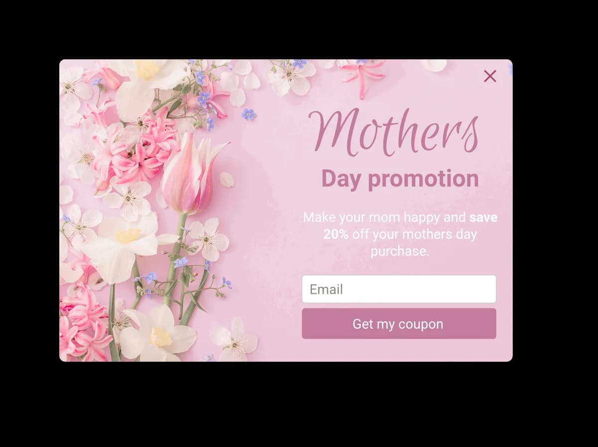 Mother's Day sale popup