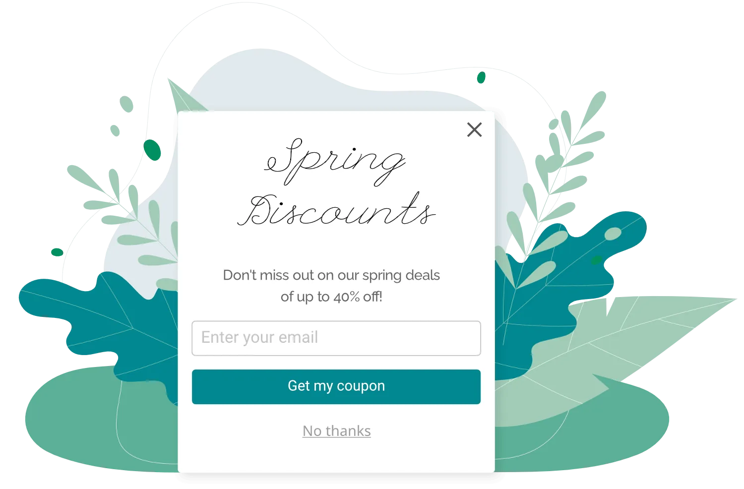 Spring discount email signup popup