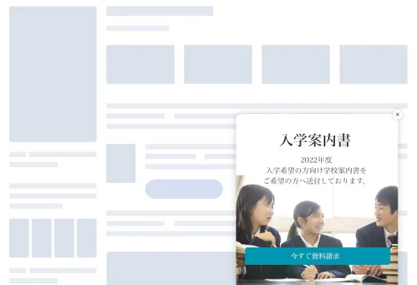Slide-in popup — admissions brochure download