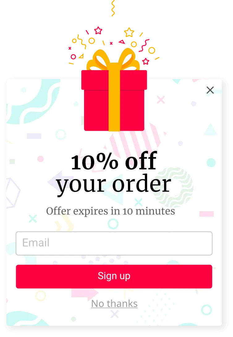 10% off coupon popup