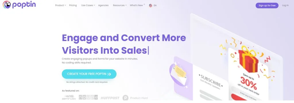 Poptinのサービスサイトのイメージ
