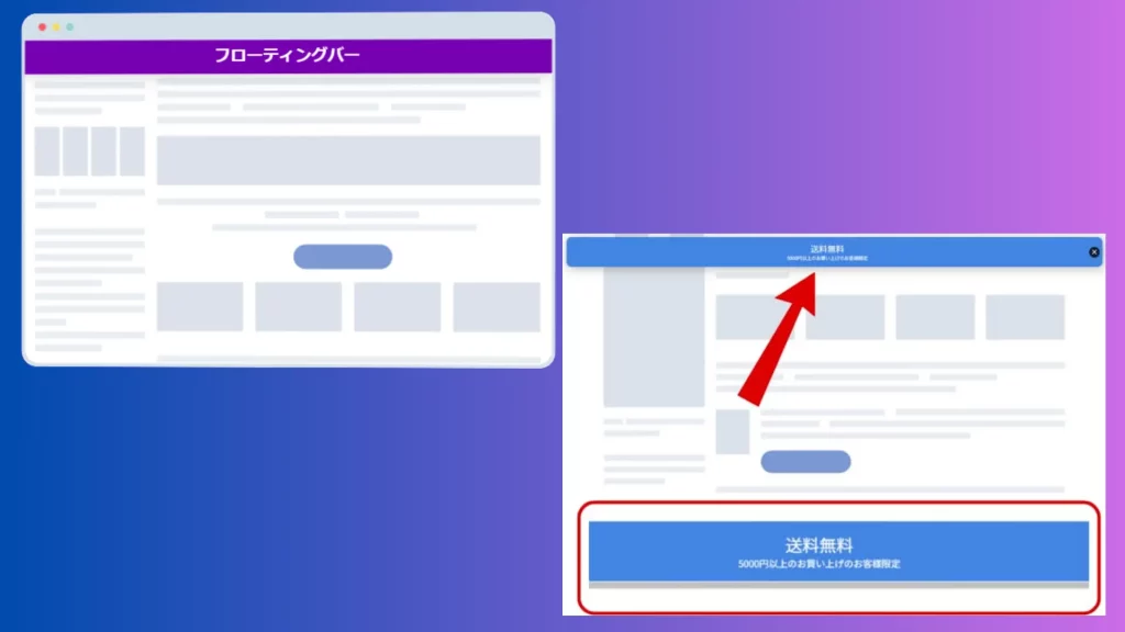 フローティングバーポップアップの表示例
