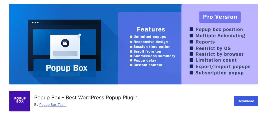 Popup Box WordPressプラグインの管理画面イメージ